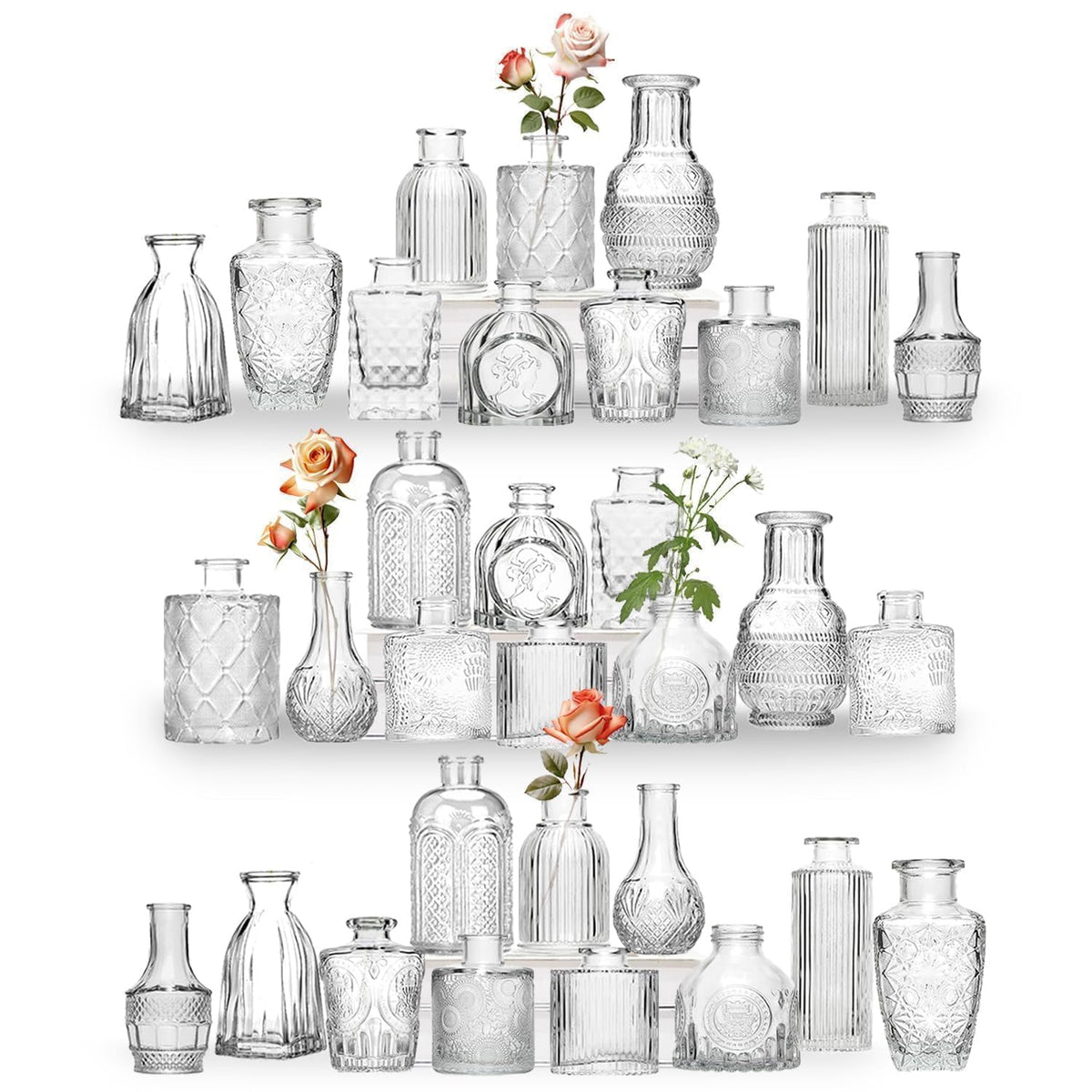 Mini Bud Vases Set of 32 As Wedding Centerpieces for Tables, Clear Bud Vases for Flowers, Small Flower Vases Suitable