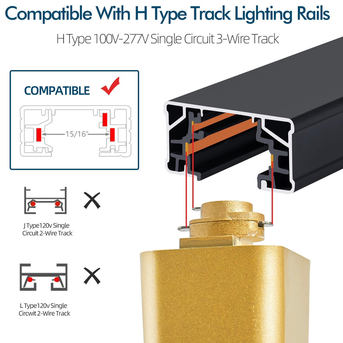 10W LED Track Lighting Heads H Type, 3000K Track Light Heads 8 Pack
