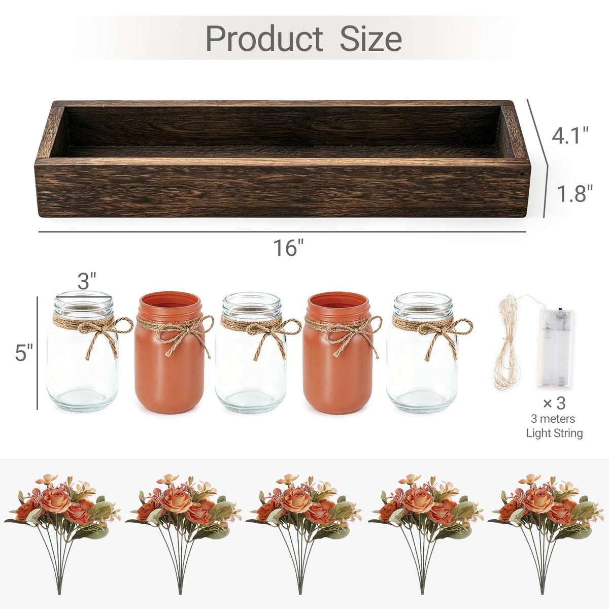 Fall Table Centerpieces Decor with Mason Jar Lights