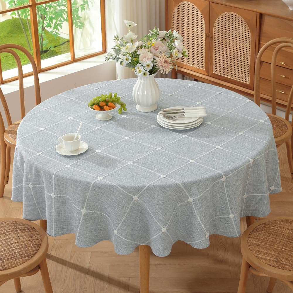 Blue 70 Inch Round Tablecloth Farmhouse Outdoor Picnic Table Cover