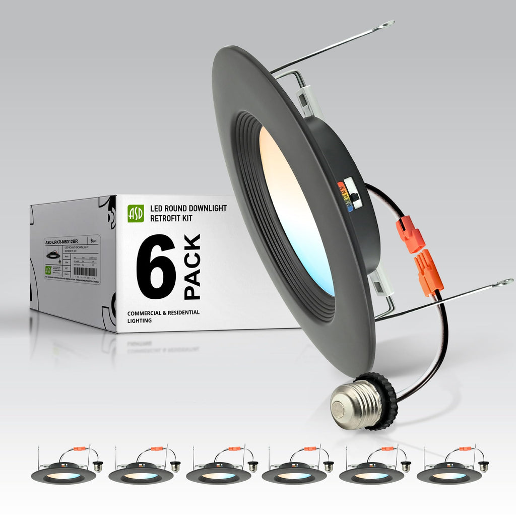 6 Pack Bronze Retrofit LED Recessed Lighting 6 Inch, 5CCT Wafer Lights