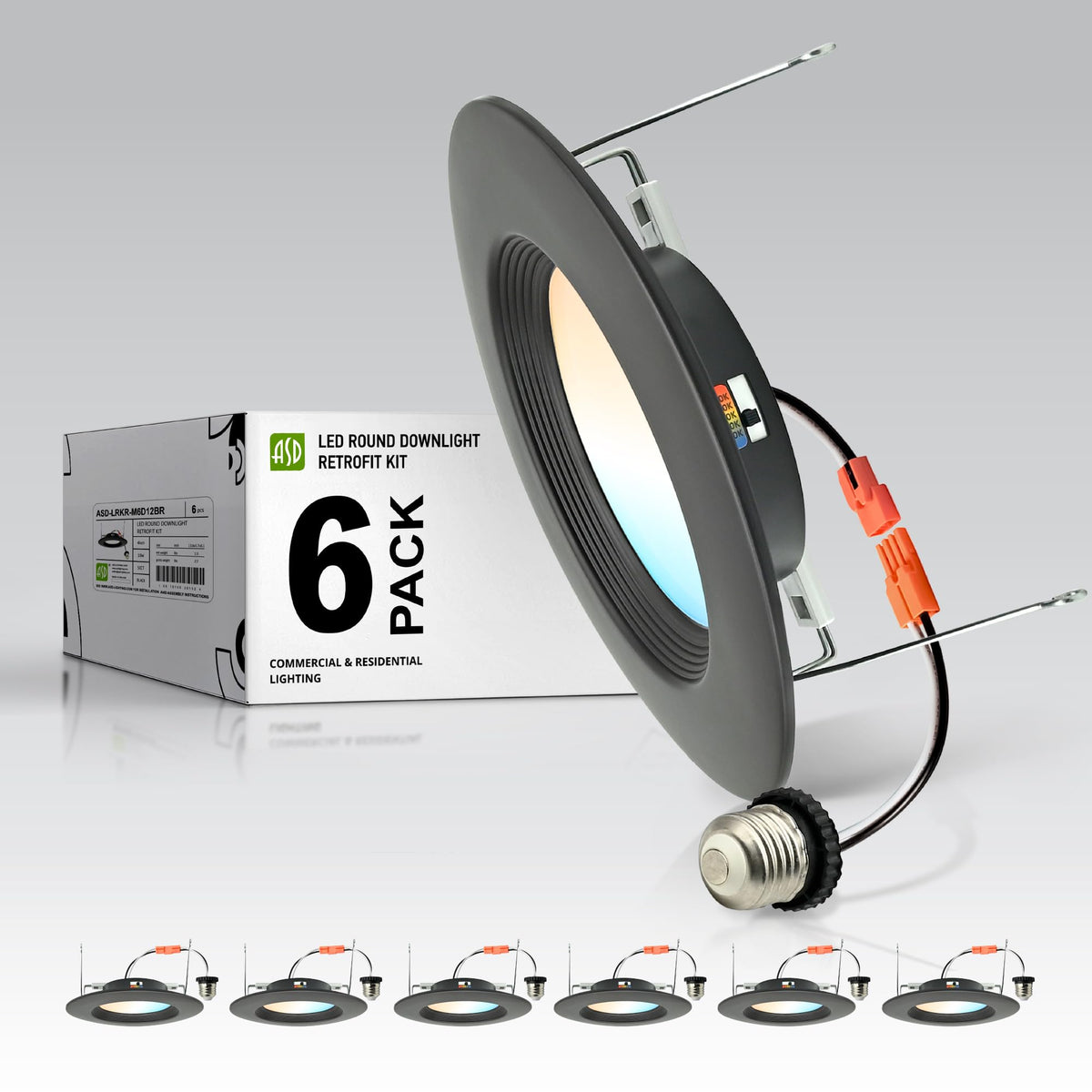 6 Pack Bronze Retrofit LED Recessed Lighting 6 Inch, 5CCT Wafer Lights