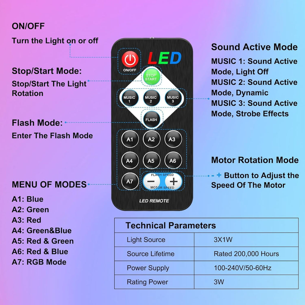 4PCS Disco Ball Party Light, Sound Activated Party Lights with Remote Control Dj Lighting, Rotating Disco Ball Light