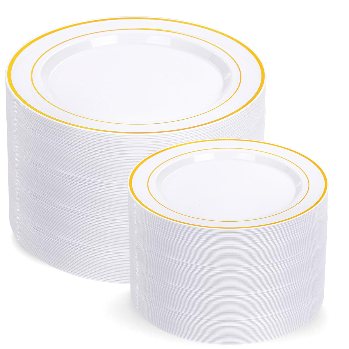 200 Pcs Gold Plastic Plates, Premium Disposable Gold Plates