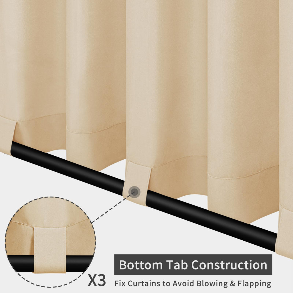Outdoor Patio Curtains 2 Panels, 54x84 inch, Beige