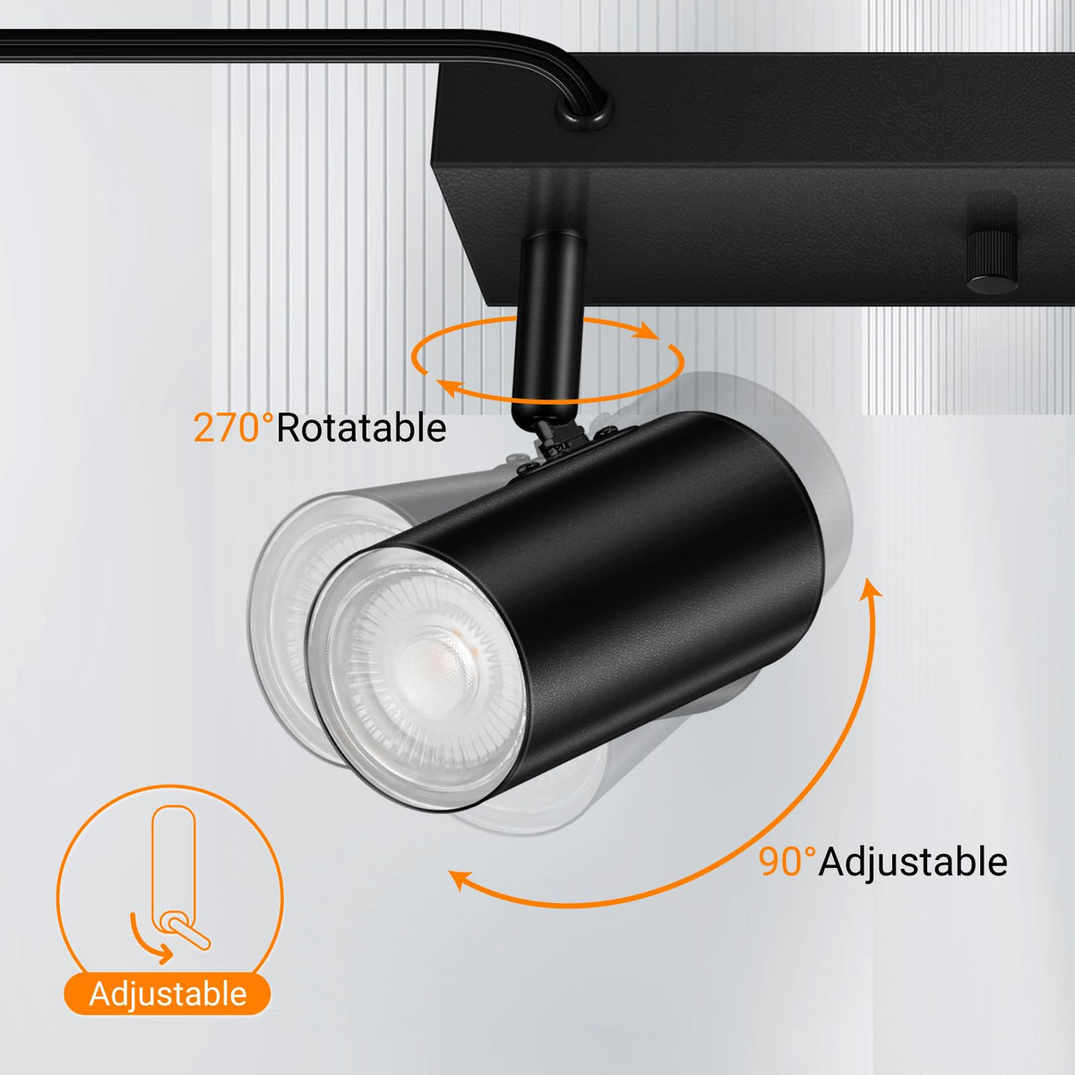 2 Light Track Lighting Kit,Black 2 Way Modern Plug in Ceiling Spotlight,Industrial LED Wall Light Cabinet Gallery Bar