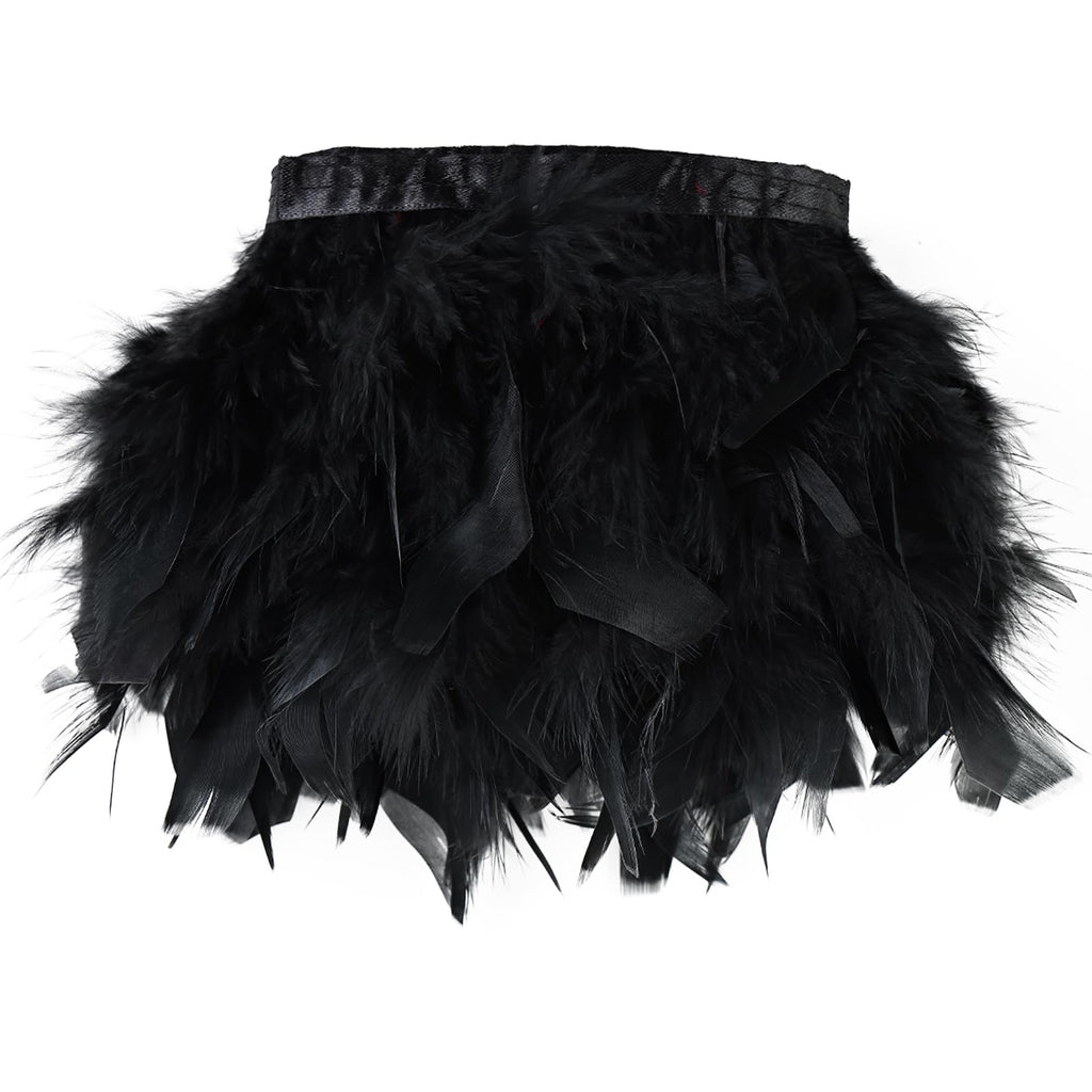 Black Turkey Feathers Trim Fringe 10Yard 4-6inch
