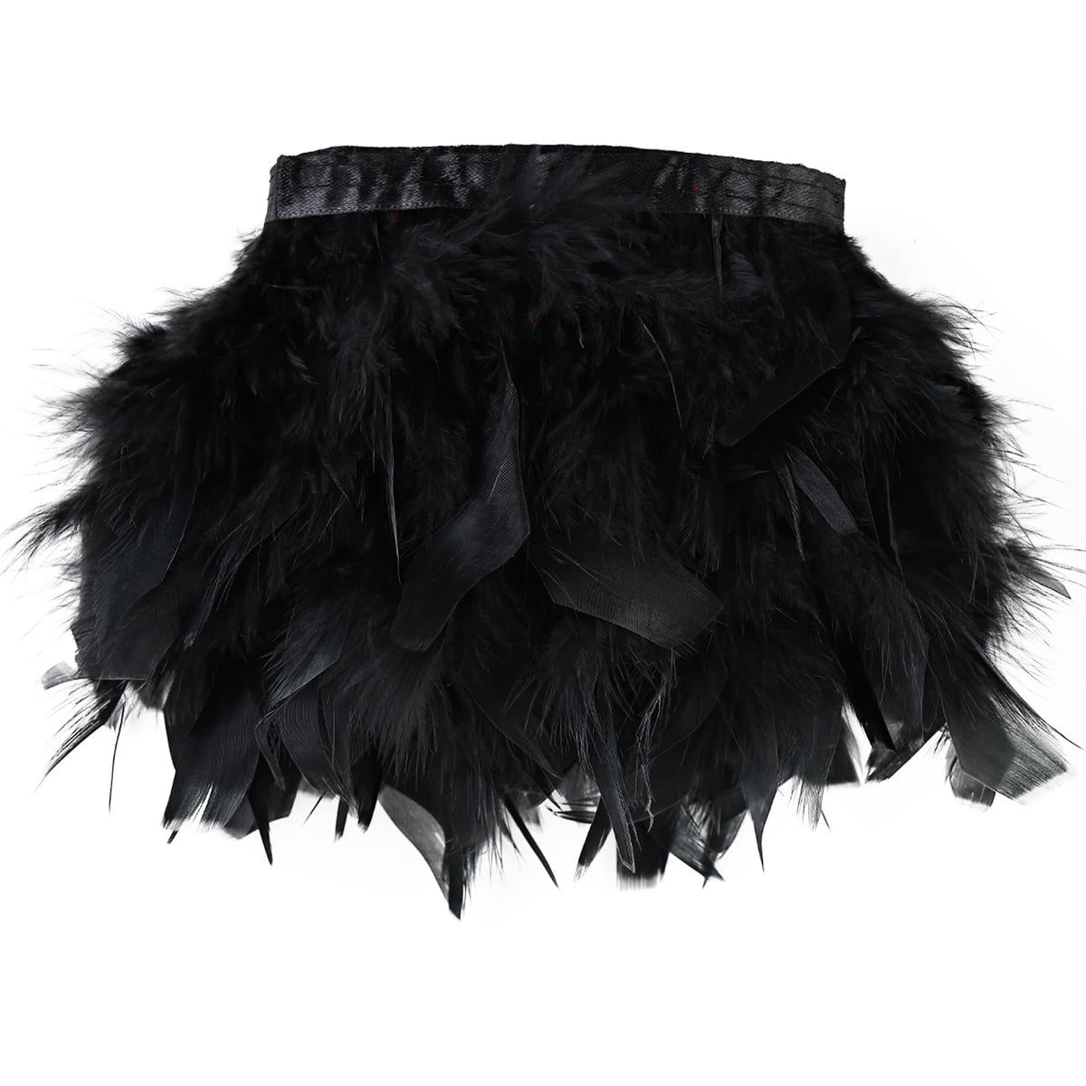 Black Turkey Feathers Trim Fringe 10Yard 4-6inch