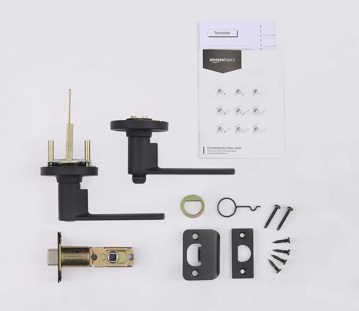 Contemporary Reno Door Lever with Lock, Privacy, Matte Black