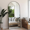 Arched Full Length Mirror, 71"x30" Freestanding Floor Mirror Black