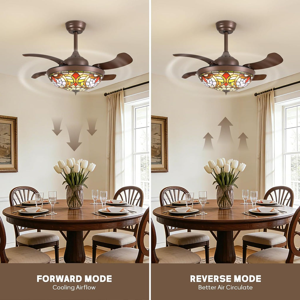 36" Chandelier Retractable Ceiling Fan with Light