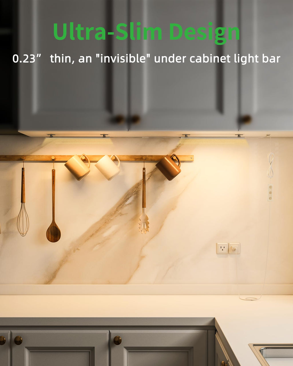 Under Cabinet Lighting Plug-in, Dimmable, 3pcs 12 Inch