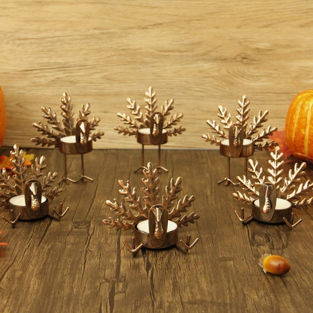 Metal Turkey Tea Light Candle Holders, Thanksgiving Candle Holder, Turkey Candle Holder, Metal Candle Holder
