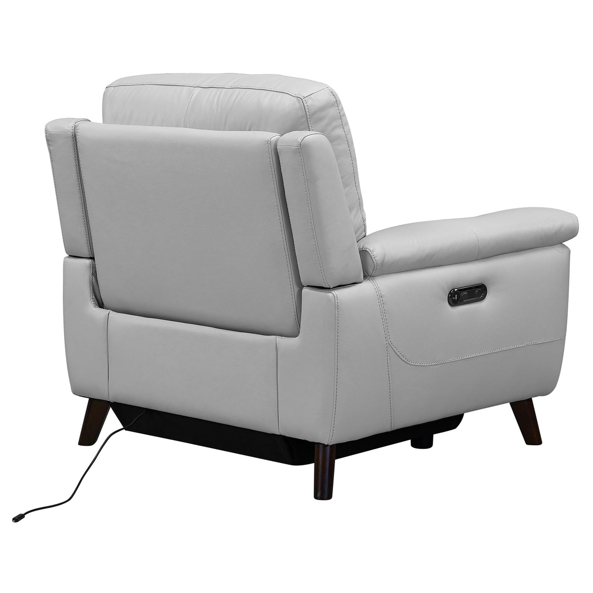 Lizette Contemporary Top Grain Leather Power Reclining Living Room Accent Chair, Dove Grey