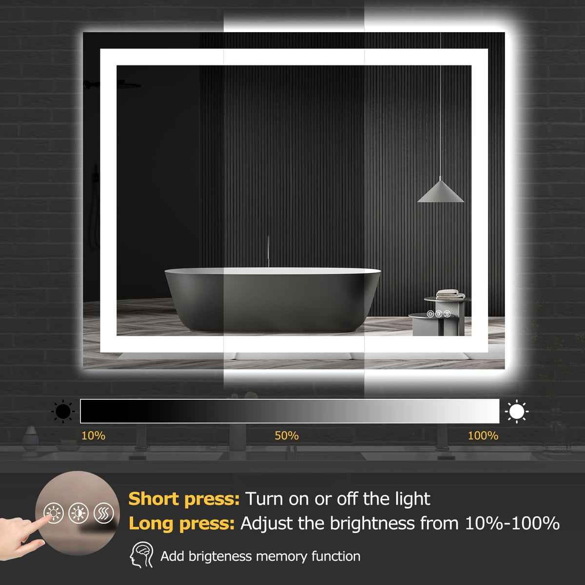 40"X32" LED Bathroom Mirror with Lights, UL Listed