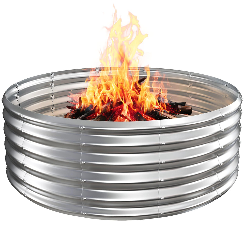 48" Round Galvanized Steel Fire Ring Pit/Raised Garden Bed Kit