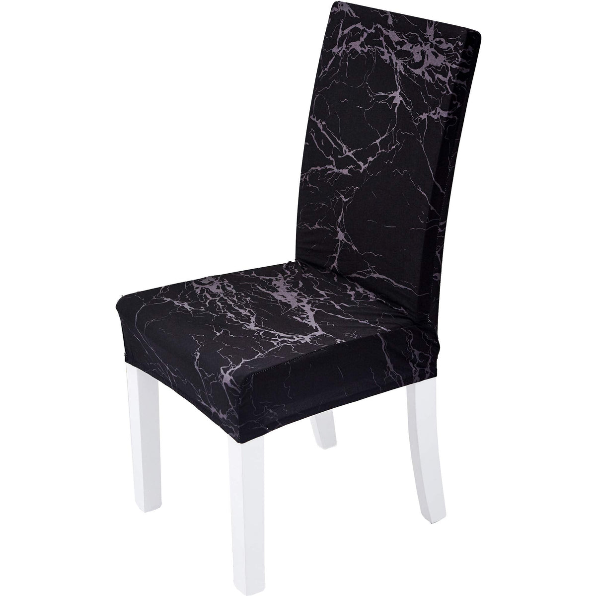 Chair Covers Set of 6 Pack Black Marble Slipcovers High Back Chairs Cover Stretch Spandex Slipcover for Wedding Party
