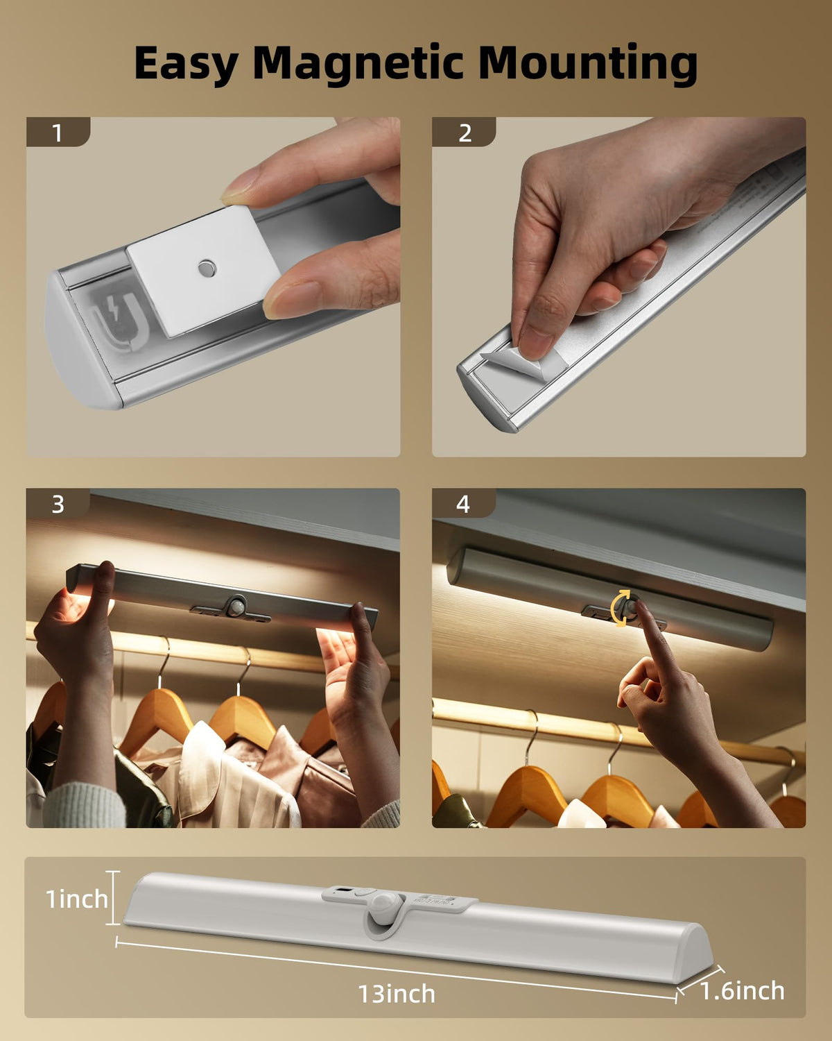 13-inch Closet Lights, Motion Sensor Lights Indoor