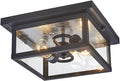 11.5in Outdoor Ceiling Light Fixture, Square Flush Mount Porch Lights, 2-Light, E26-based
