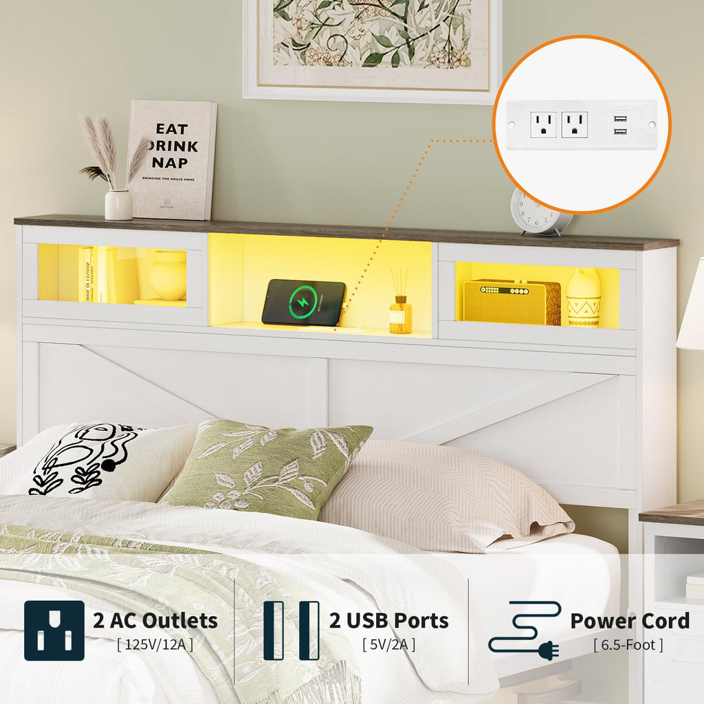 Bed Frame with Headboard - Farmhouse Bed Frame