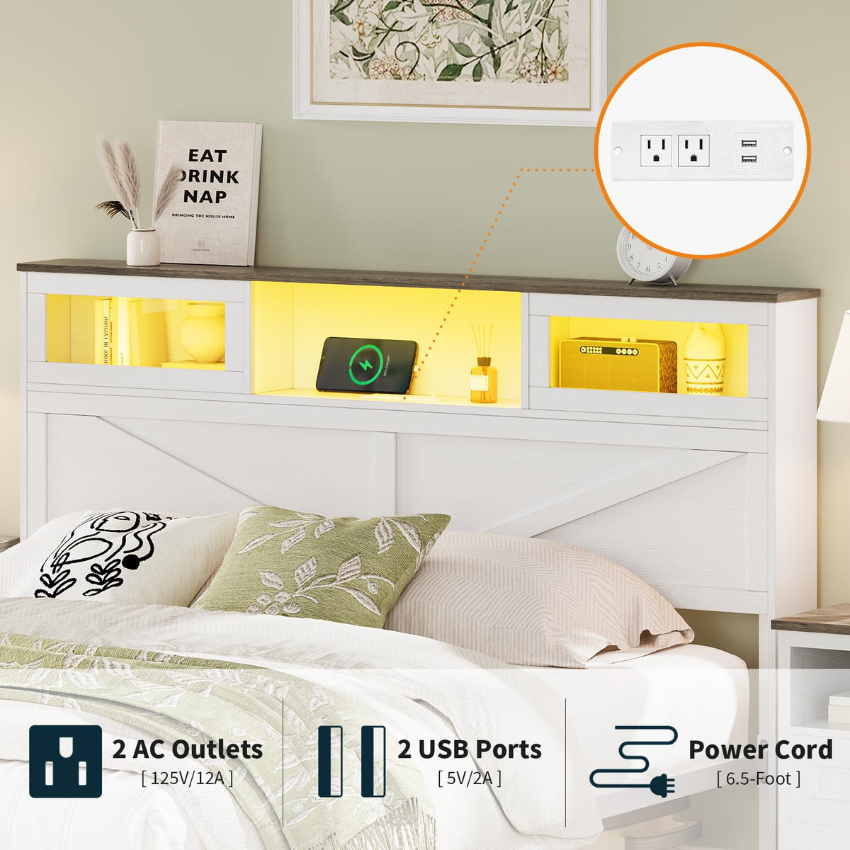 Bed Frame with Headboard - Farmhouse Bed Frame