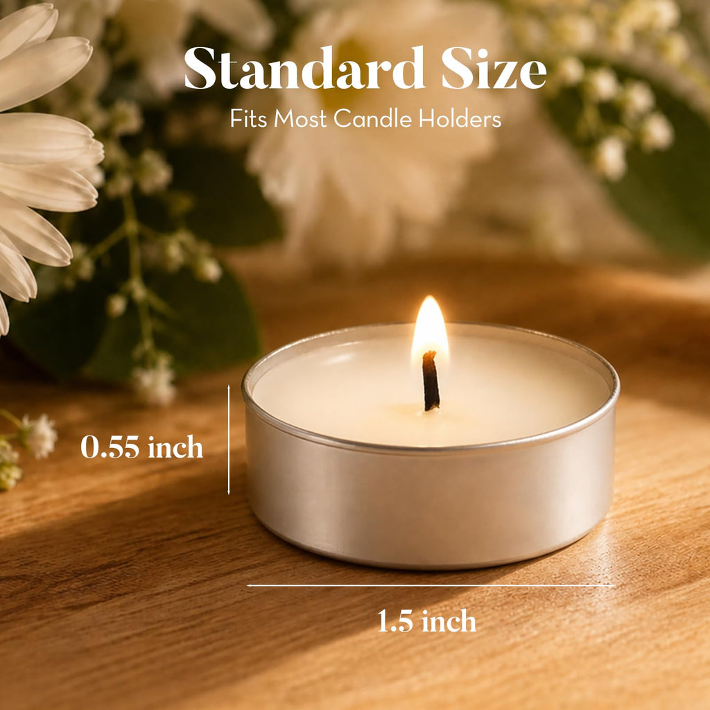 Tea Light Candles, 200 Pack Unscented Palm Wax, 4 Hour Long Burn