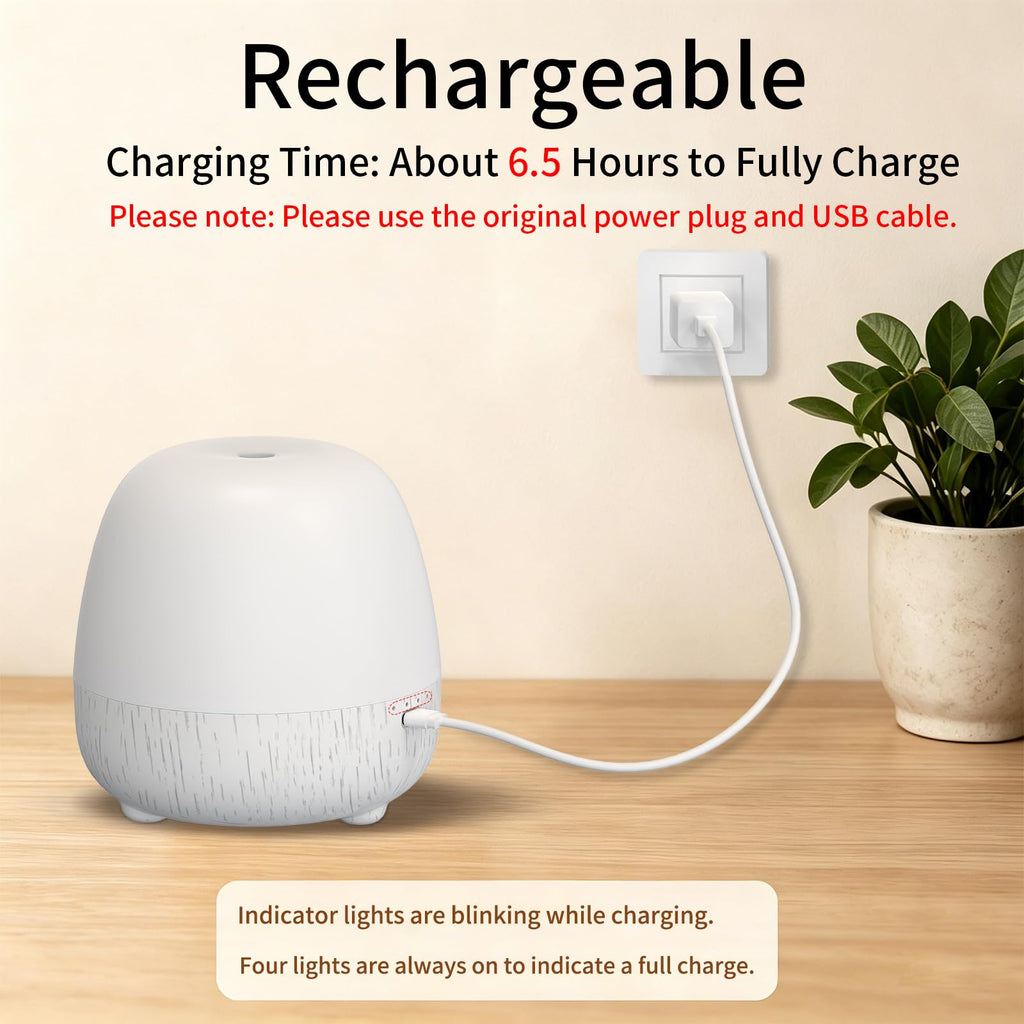 150ml Cordless Essential Oil Diffuser, Rechargeable, 7-Color Light