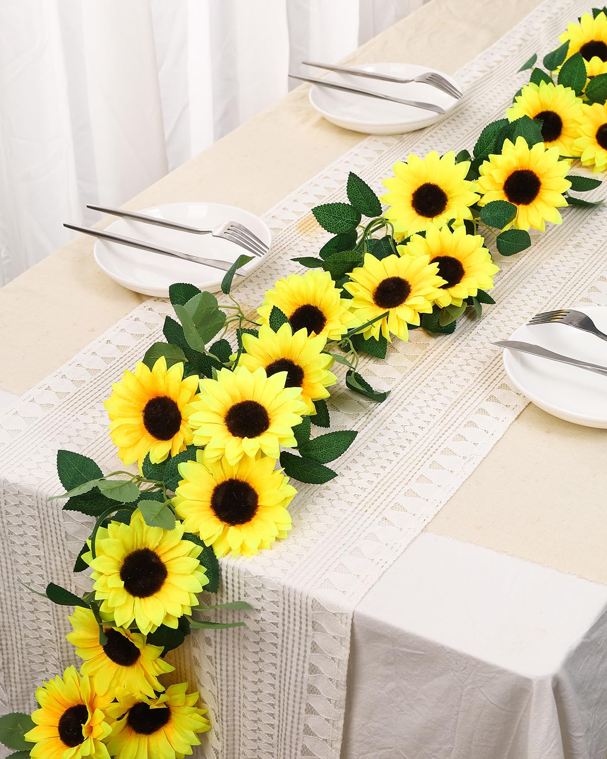 3pcs Artificial Sunflower Garland, Yellow