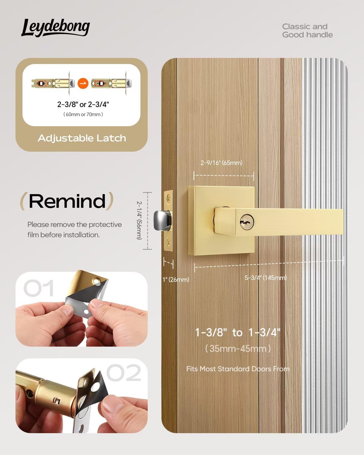 Keyed Entry Door Knob with Lock, Heavy Duty Front Door Handle