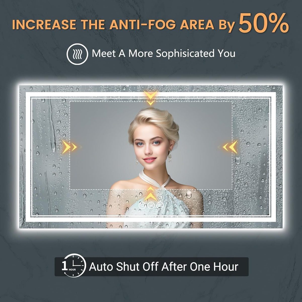 55x30 Inch Lighted Bathroom Mirror for Wall, Tempered Glass Smart Led Bathroom Mirror with Anti-Fog, Stepless
