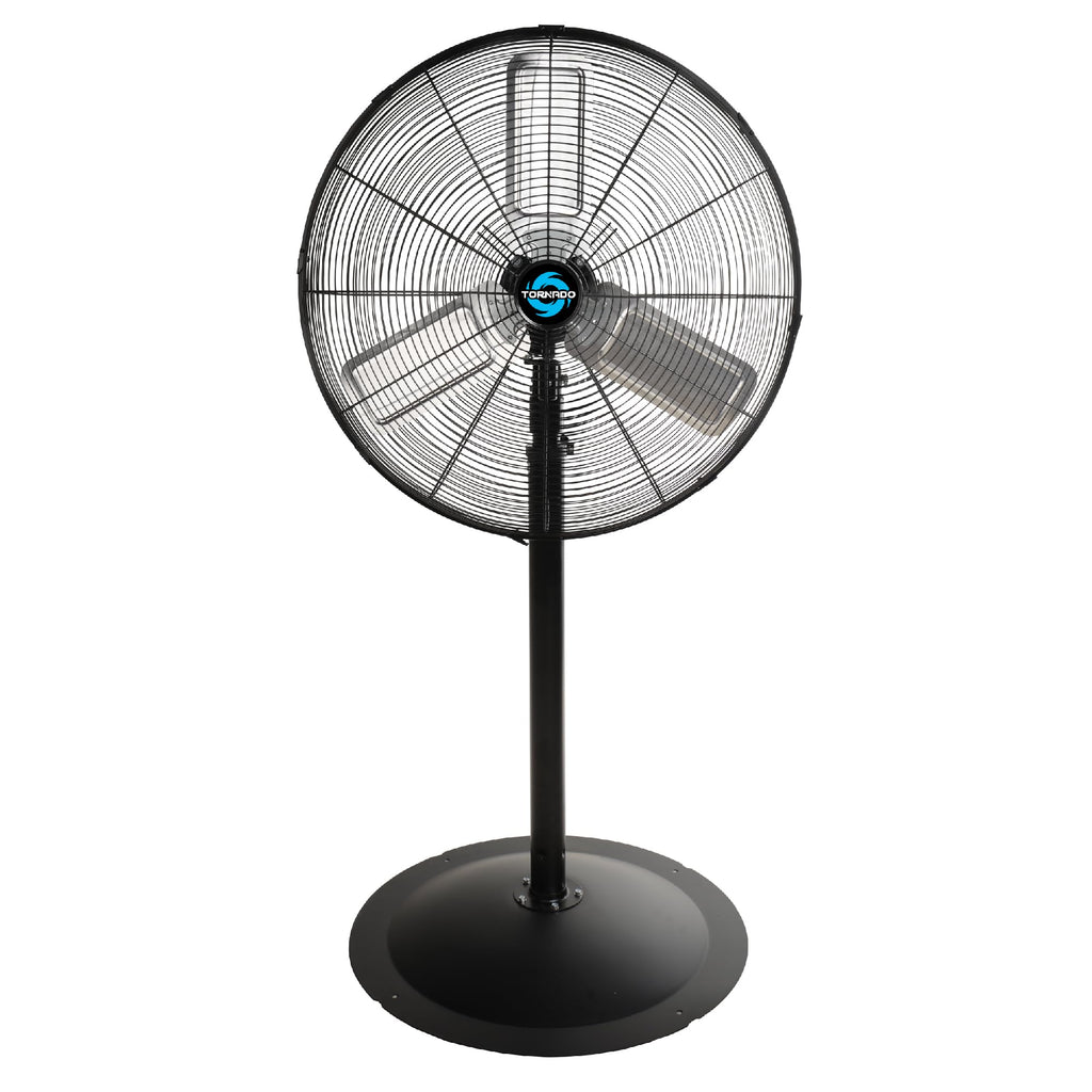 24 Inch High Velocity Oscillating Metal Pedestal Fan Commercial, Industrial Use 3 Speed 7600 CFM 1/4 HP 6.6 FT Cord