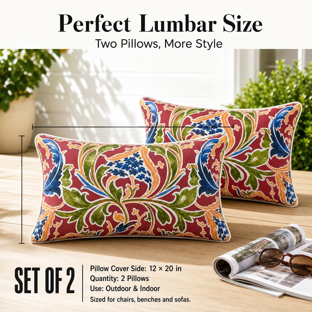 Outdoor Throw Pillows 12x20 Outdoor Pillows Cover with Insert