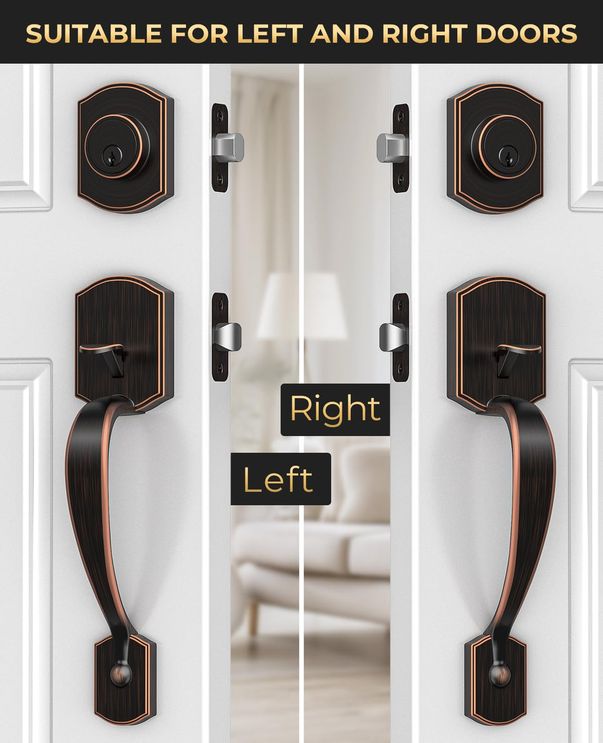 Oil Rubbed Bronze Front Door Handle and Deadbolt Set with Lever