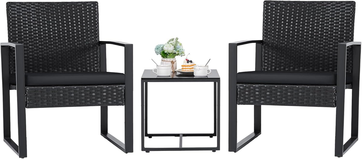 3 Pieces Outdoor Patio Wicker Furniture Set