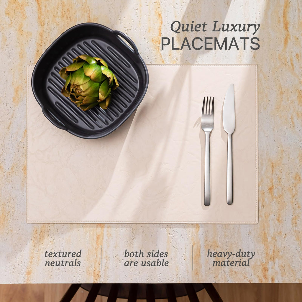 Faux Leather Placemats Set of 4 Vinyl Washable Wipeable Table Mats Dining Table Heat Resistant Waterproof Modern