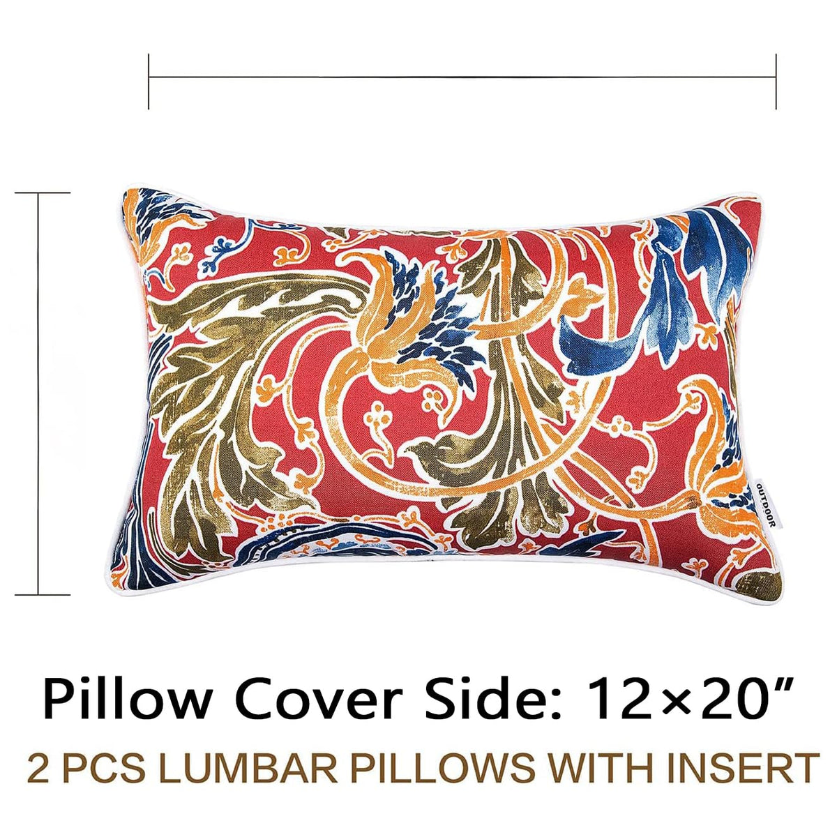 Colorful Pillows Red Outdoor Pillows with Inserts Included