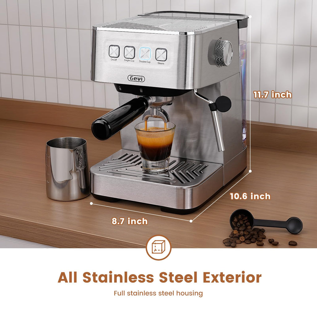 20 Bar Espresso Machine, Programmable Coffee Maker with Milk Frother