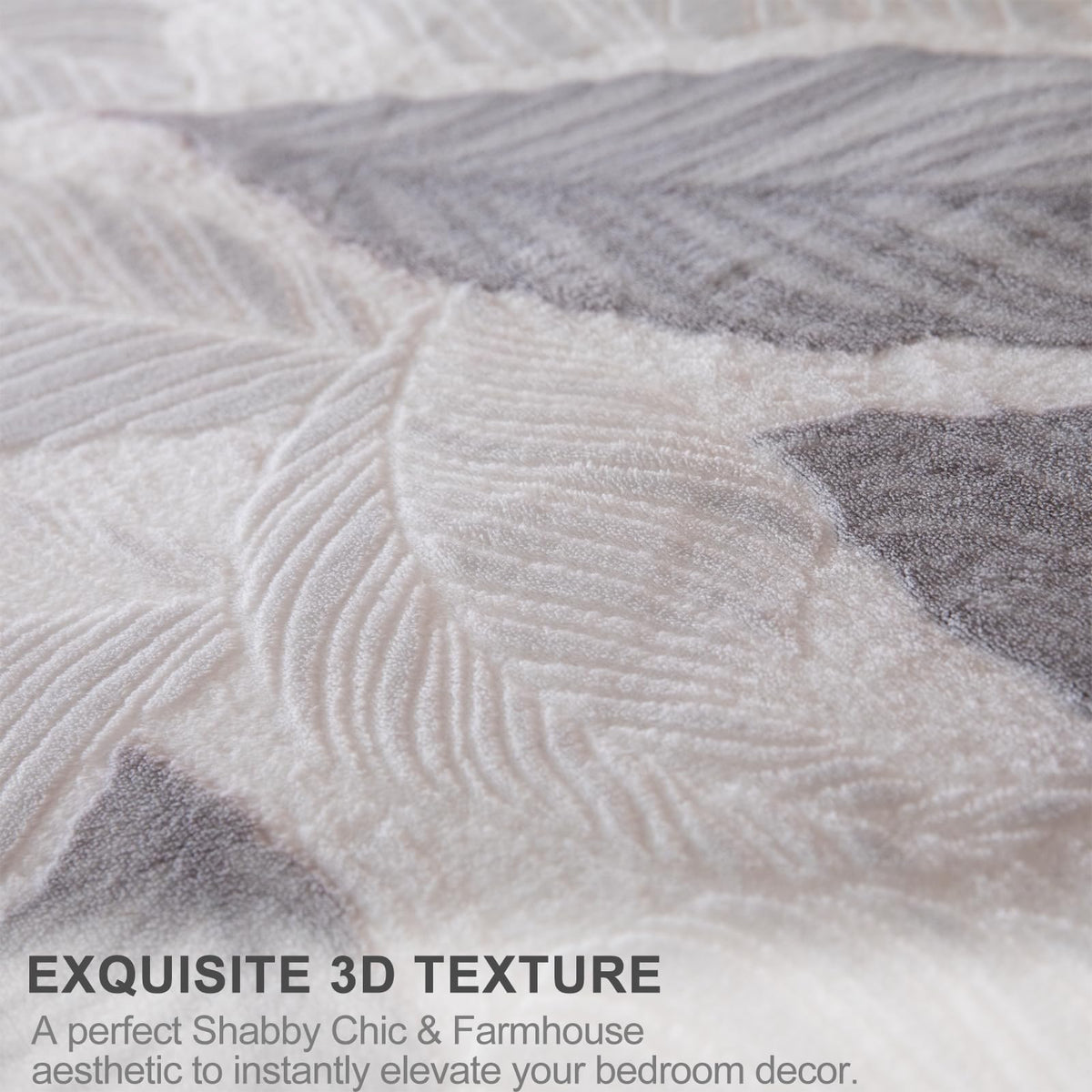 Tufted Fleece Comforter Set - Super Soft Warm Fluffy Shaggy Bedding Sets, Leaves Jacquard Bed Set for Winter, 1