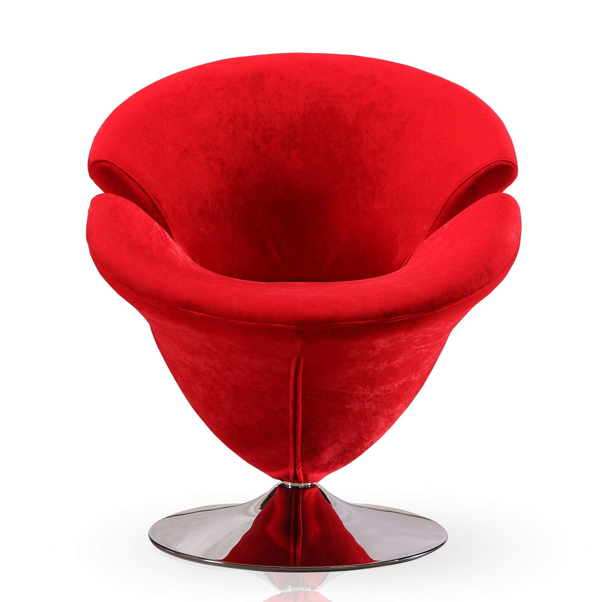 Inspired Saarinen Style Tulip Swivel Accent Chair with 360° Turn, Modern Flower Inspired Design, Soft Velvet Upholstery, Polished Chrome
