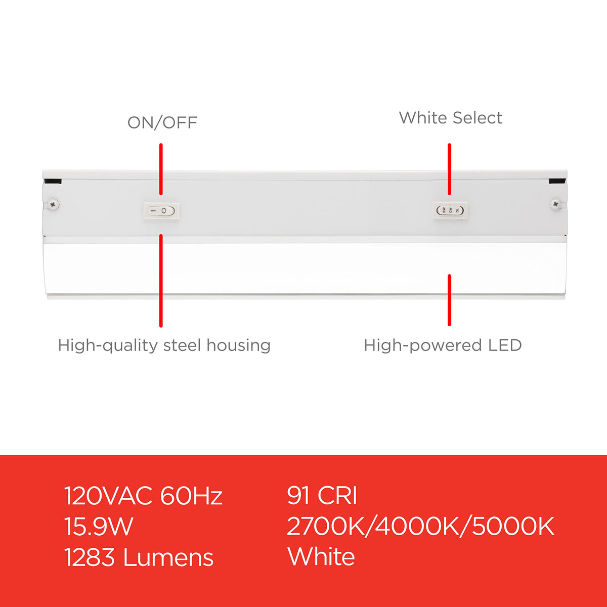 36 Inch Hardwired Under Cabinet Light, Dimmable 1283 Lumens