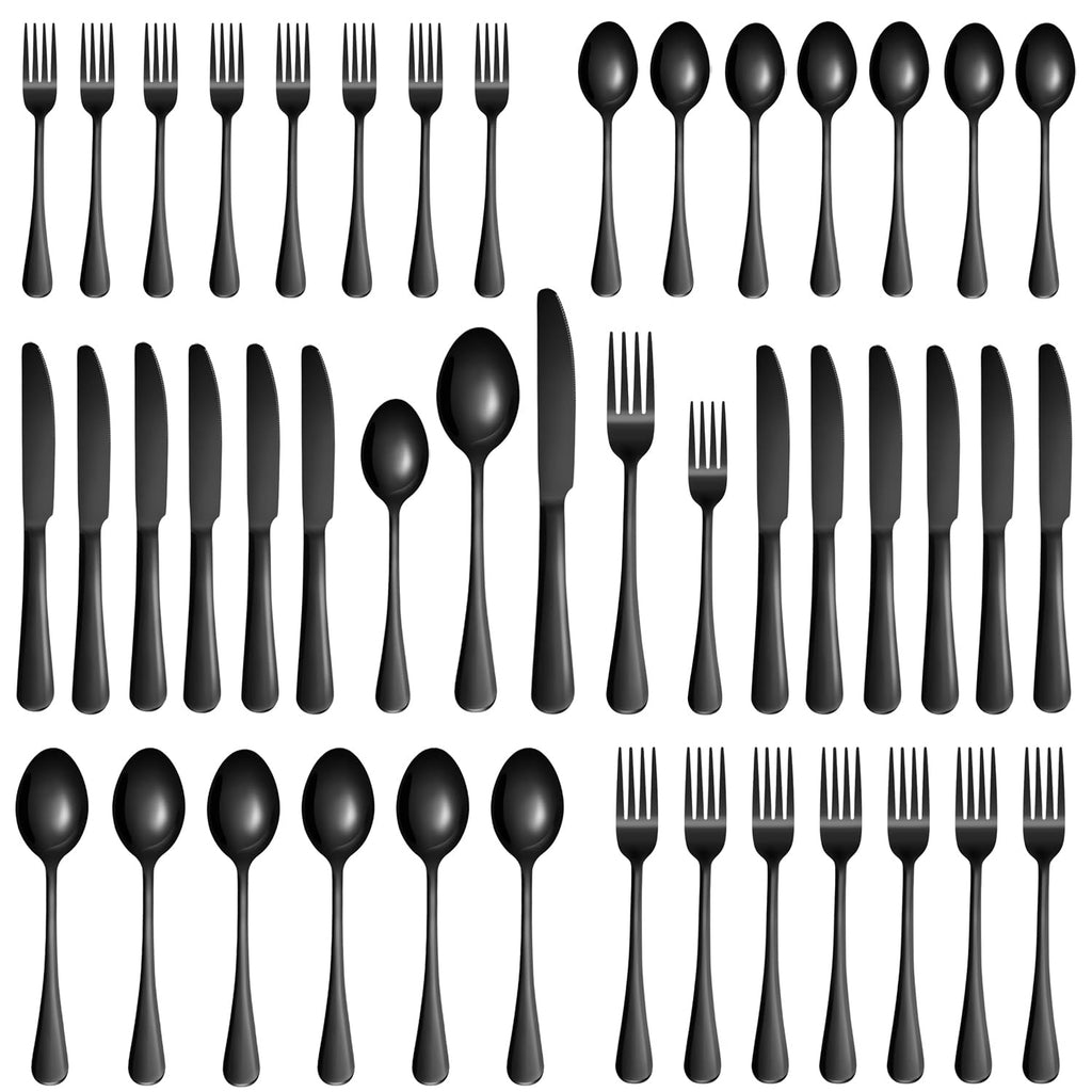Black Silverware Set,30-Piece Stainless Steel Flatware Set for 6