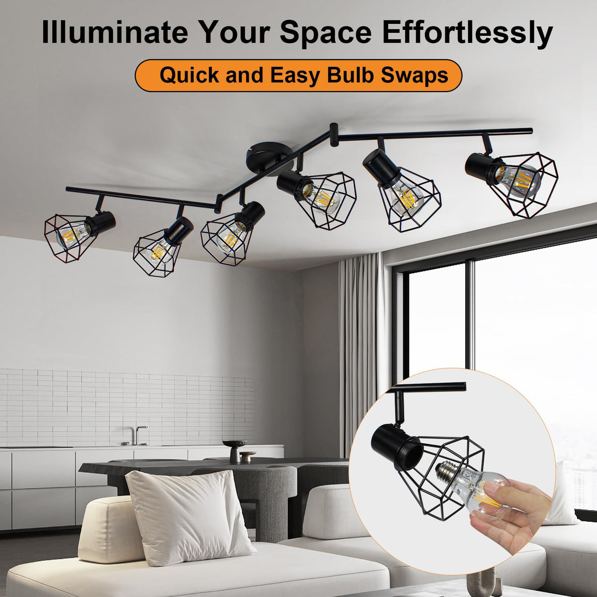 Track Lighting Fixtures Ceiling, E26 Black Spotlight
