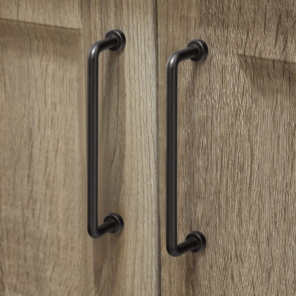 6 Pack 5" Center to Center Matte Black Modern Cabinet Pulls Solid Contemporary Home Improvement Hardware Drawer Pulls