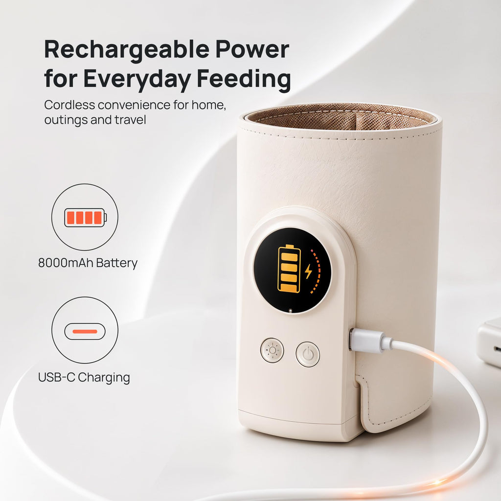 Portable Baby Bottle Warmer for Travel, Fast Heating, Rechargeable