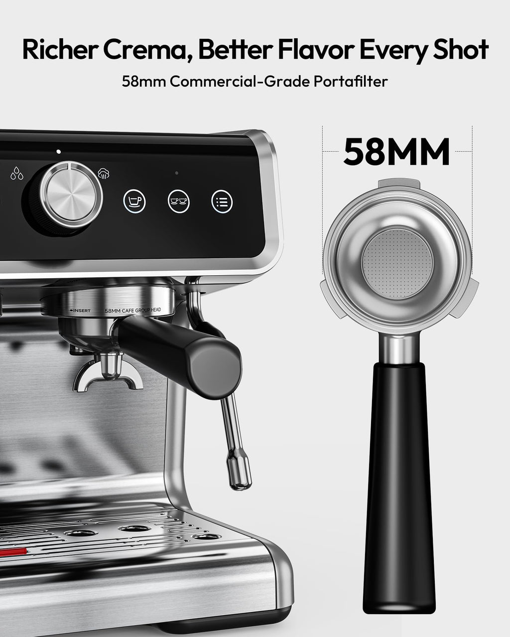 20 Bar Espresso Machine with Grinder and Milk Frother