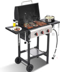 3-Burner Propane Gas Grill, 30,000 BTU BBQ Grill with Cast Iron Grates and Grease Management System