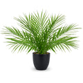 Fake Plant 15'' Artificial Palm Plant in Matte Black Pot Realistic Faux Tropical Palm Tree Houseplant Indoor Living