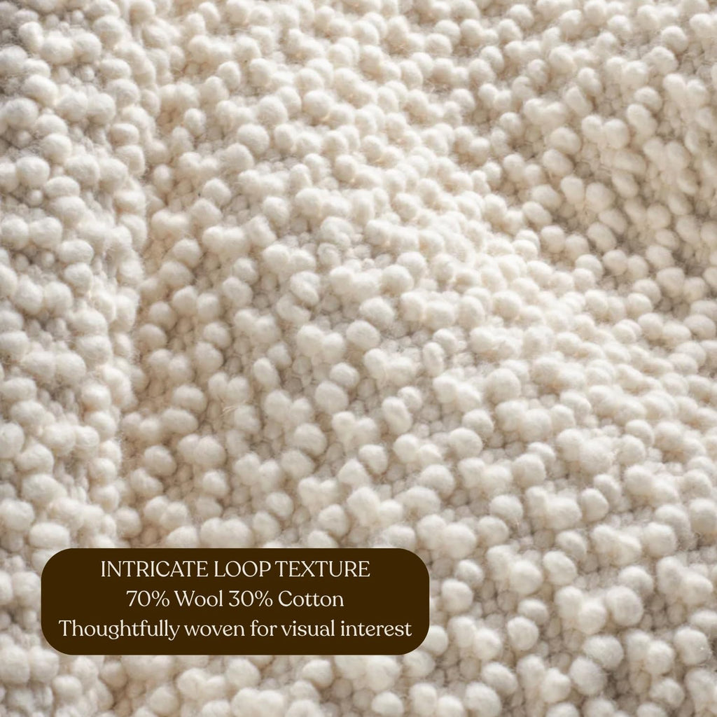 Handwoven Wool Area Rug - Hand Woven Natural Carpet Rugs- Bedroom Living Room Dining Room (Ivory- 10'x14')