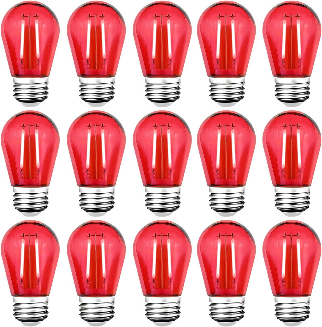S14 LED Red Light Bulbs, Shatterproof Plastic 2 Watt