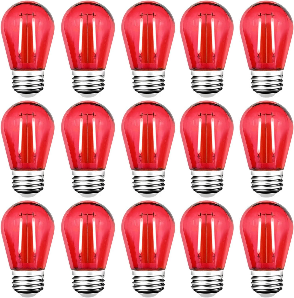 S14 LED Red Light Bulbs, Shatterproof Plastic 2 Watt